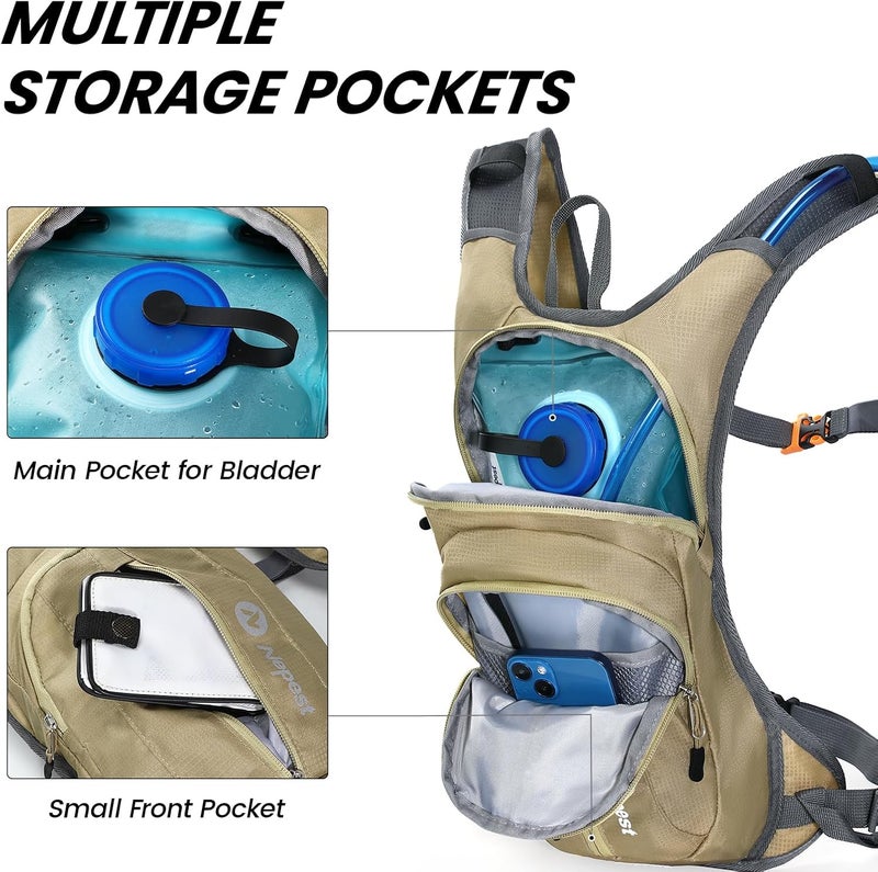 Nepest Hydration Pack Backpack for Women & Men, Lightweight Water Backpack with 2L Water Bladder for Hiking Cycling Running Biking - Image 2